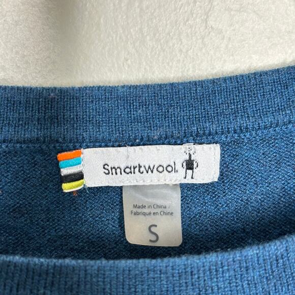 SMARTWOOL Shadow Pine Crewneck Merino Wool Sweater Peacock Blue Sz S {BB35} - Picture 4 of 6